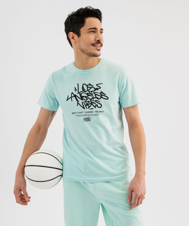 Tee-shirt manches courtes avec inscription graffiti homme